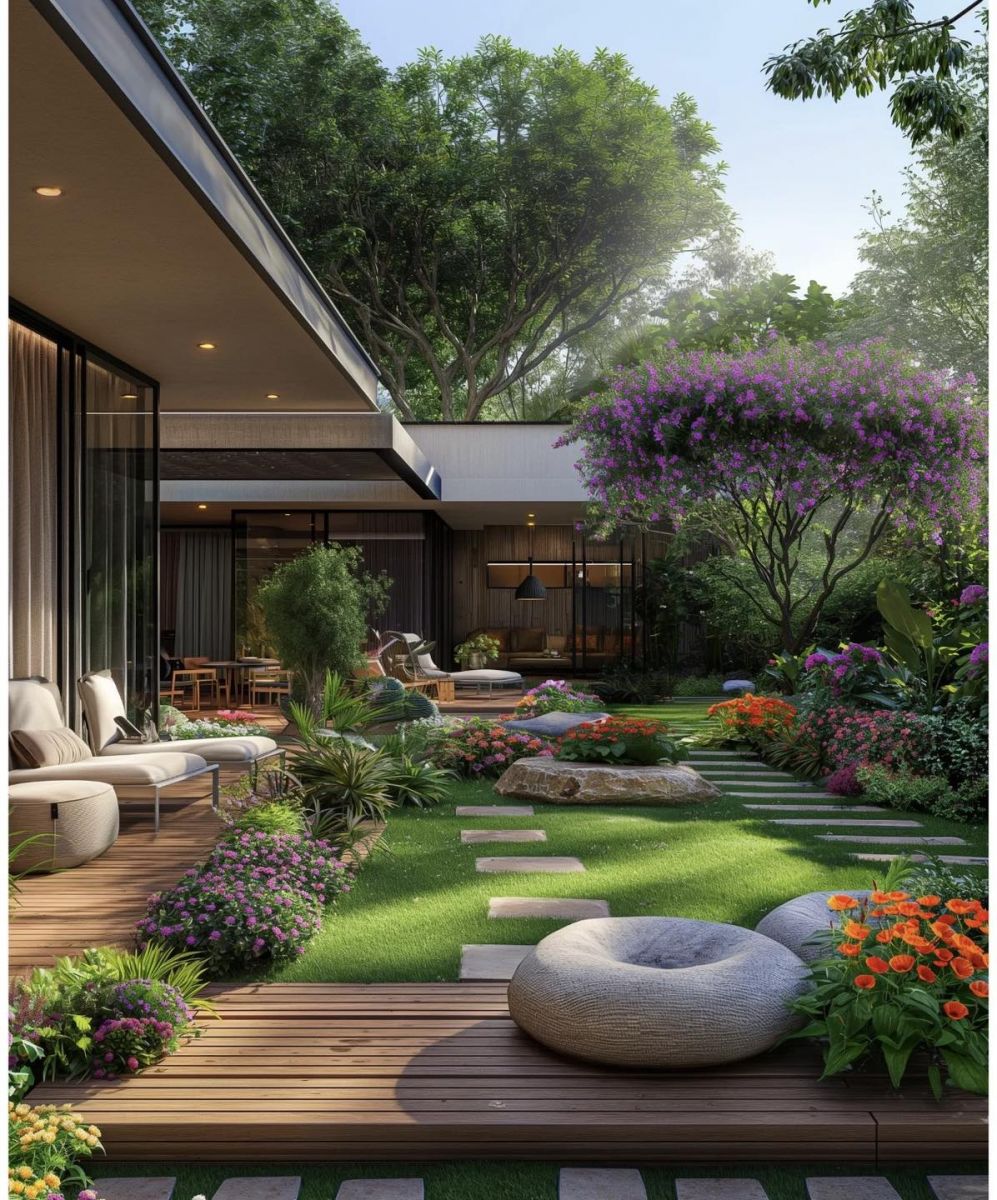 ý tưởng thiết kế sân vườn sau nhà - zion's